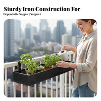Space-Saving Hanging Planter Basket Easy Installation Hanging Railing Basket Adjustable fasteners Balcony Rack Anti-Rust for Apartment Dwellers, Gardeners, Homeowners, window framesill, window frame, Fence, Porch