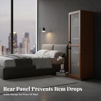 Narrow Storage Cabinet with Fluted Door Space-Saving Design Fluted Door Storage Single Piece Tall Shelving Storage Cabinet for Home Dwellers
