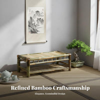 3 Pieces Bamboo Low Seating Table and Chairs New Chinese Appearance & Form Tea Ceremony Furniture Adaptable Use Easy to Clean