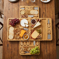Foldable Charcuterie Platter Multi-Compartment Charcuterie Board Set Portable with Handle Serving Ware for Party Hosts, Parties, Living Room, Holidays