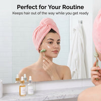 Microfiber Hair Drying Towel Wrap with Buttons, Super Absorbent Lightweight Turban for Women Plopping for Curly