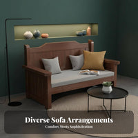 Modern Chinese design Slatted Frame Sofa Set Minimalist Design Living Room Furniture All-Season Use Wooden Couch Thick Seat Cushions for Homeowners, Apartment Dwellers, Office Managers, Home, Lounge Area, Sunroom