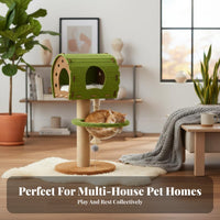 Space Capsule Bed Multi-Level Scratching Structure Allunified Design Multi-Level Feline Tree with Condo and Clear Bowl Cozy Hideaway Pet Furniture Sturdy & Stable for Felines, Apartment Dwellers, Kittens, Indoor, Indoors, Living Room, by a Window