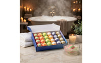 24 Pieces Mixed Colors Boxed Bath Sphere Set Marbled Round Bath Bombs Powdery Finish