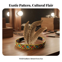 Feather Headdress Eye-Catching Design Tribal Feather Headpiece Adjustable Plume Headband for Entertainers, Dancers, Halloween, Stage Shows, Festivals