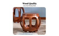 Round Drum Stool Traditional Chinese Design Household Furniture Sturdy Wood Construction Polished Finish for Grown-up S