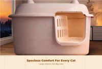 Large Cat Litter Box High Sides Semi-Enclosed Easy to Clean