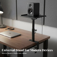 Anti-Slip Desktop Speaker Riser Space Saving Adjustable Studio Monitor Stand Vibration Damping Pad Universal Speaker Tray Heavy Duty for Audiophiles, Music Producers, Gamers, Gaming Setup