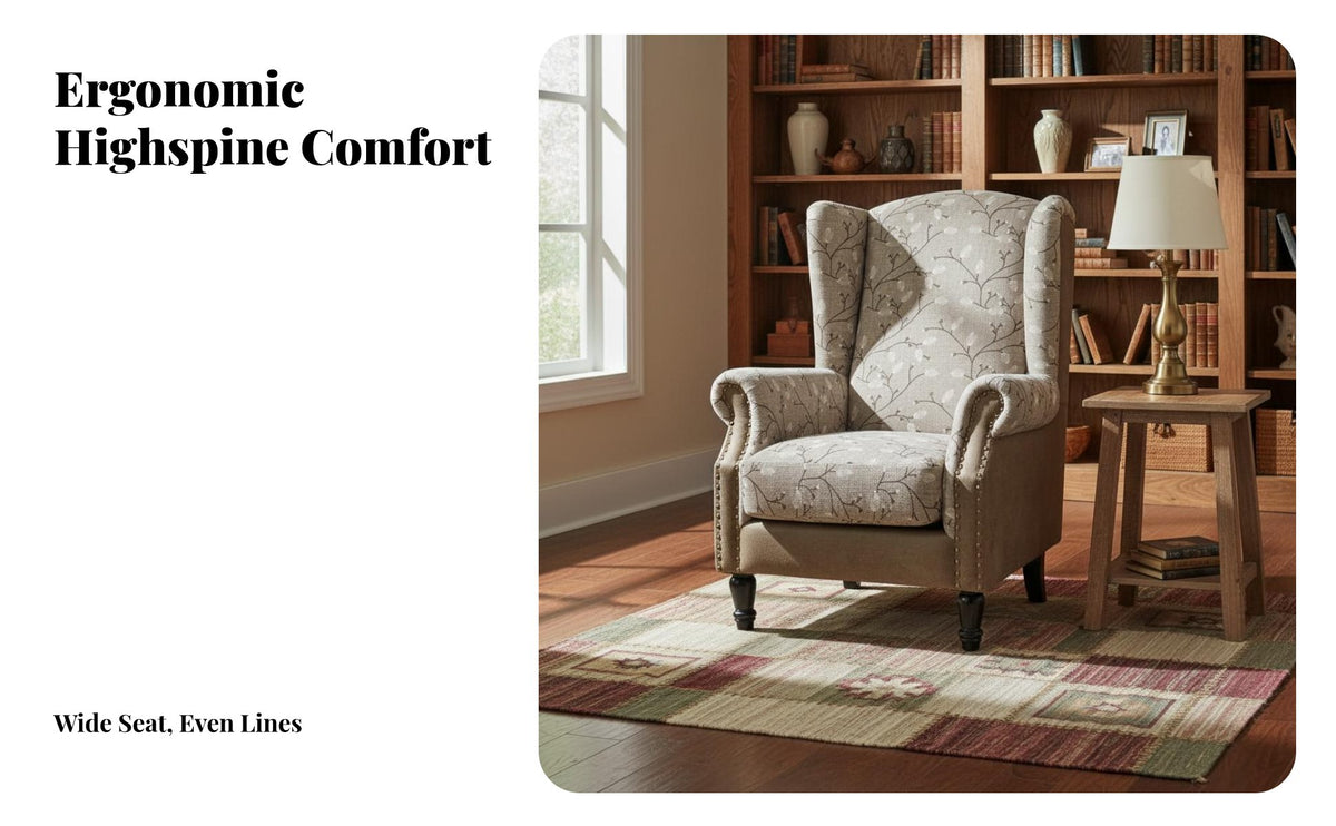 Patriotic Country Aesthetic Patchwork highposterior chair Retro Look highposterior chair High rear Armchair sturdy Wood Frame for Vintage look Lovers, Interior Designers, Living Room, perusing corner, Bedroom, Reception Area