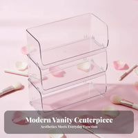 Multi-Compartment Box with carrying grip Clear Design Cosmetic Organizer Large Capacity sturdy for Makeup lovers, Dressing Table