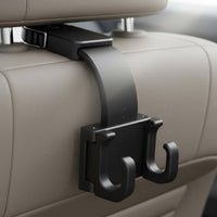 Hook with Foldable Arm Compact Headrest Hanger with Double Hooks Space-Saving Back Hook for Commuters, Families, Road Trips