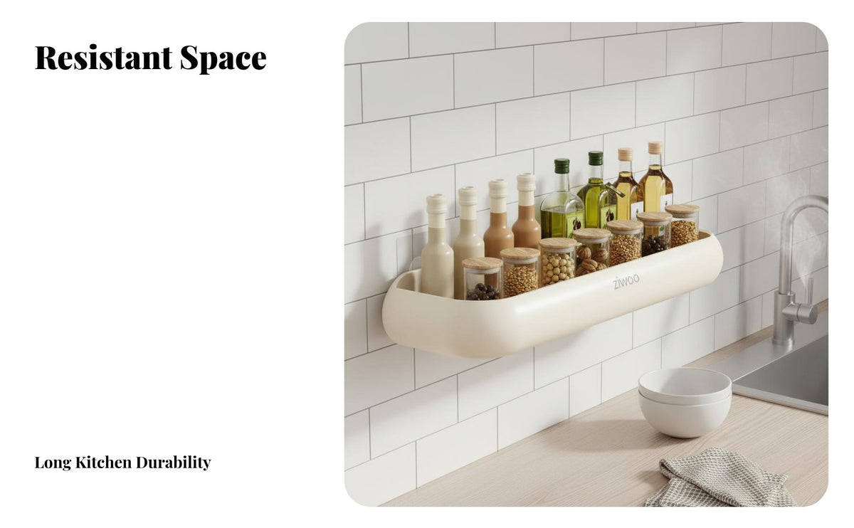 Drillwithout Drilling Installation Hanging Seasoning Rack Multi-Purpose Rounded Wall Holder Space-Saving Kitchen Organizer Large Capacity for Renters, Cooks, Homeowners, Pantry, over Countertop, Cabinet Door, Bathroom