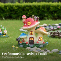 Turtle on Toadstool House Whimsical Design Toadstool House Figurine