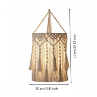 Nordic Inspired Macrame Lampshade Handmade Woven Rope Light Cover Decorative Tassels Bohemian Hanging Lamp Cover Easy to Install for Guesthouse, Cafe