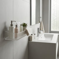 Transparent Adhesive Wall Shelf Clear Bathroom Organizer Waterproof Wall Mounted Shelf Compact for Vanity