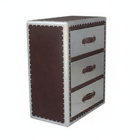 utilitarian design Bedside Drawer Cabinet Vintage Look Riveted pilot-inspired End Table Sturdy and long-lasting Nightstand space-saving Design for Interior Decorators, Apartment Dwellers, Bedroom, Small areas, Dorm Room, Man Cave