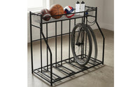 Two-Wheeler Storage Rack Top Mesh Shelf Bike Display Rack Vertical Bike Stand Hanging Hooks Adjustable Two-Wheeler Floor Stand