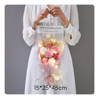 Long-Lasting Soap Flower Arrangement Artisan-Made Preserved Flower Arrangement in Gift Bag Romantic Ambience LED Blossom Lamp for Mom, Girlfriend, Teacher, Mother's Day, Birthday, Home Decor