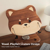 Sturdy Cartoon Dog Bookrest Multi-Purpose Adjustable Bookstand with Page Holders Book Stand Portable for Office Workers, Musicians, School, Desktop, Desk, Library