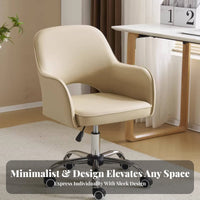Adjustable Height Upholstered Rolling Armchair Wheeled Base Desk Chair Ergonomic Design Swivel Seat Easy to Assemble for Students, Adults, Teens, Study Room, Bedroom, Vanity Station