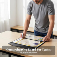 Portable Attachable Soccer Board Double-Sided Foldable Basketball Strategy Clipboard Zippered Case for Practice Sessions, Game Day