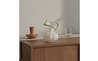 Translucent Pumpkin-Shaped Vase Wide Opening Milky White Glass Vase Flower Holder