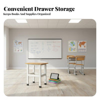 Sturdy Construction Single Student Desk and Chair Set Easy to Clean Surface Kids Study Desk and Chair Floor Protecting Feet Student Writing Table Set Spacious Desktop for Students, Children, Teenagers, Tutoring Center, Bedroom