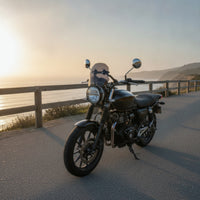 Vintage Style Motorcycle Front Windscreen Glossy Finish Round Windshield Glass Plate Preformed Slots Curved Glass Guard