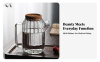 Hot and Cold Safe Heat Resistant Glass Teapot Unrestricted Large Capacity Drink Carafe Crystal Clear for Families, Home Kitchen, Office