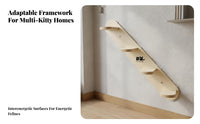 No-Drill Installation Floor-to-Ceiling Feline Tree Space-Saving Design Floor-to-Ceiling Feline Pole Modular Pet Furniture Adjustable Height for Renters, Apartment Dwellers, Owners of Large Felines, Small Capsules, Apartments, Living Room, Bedroom