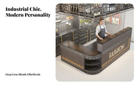 Industrial Design Ier Counter Solid Wood Panel Industrial Design Front Counter Sturdy and Hard-Wearing Modern Front Desk for Receptionists, Salon