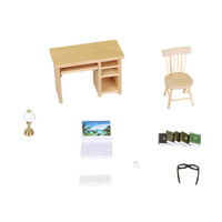 1:12 Scale Office Furniture Handcrafted Dollhouse Desk and Chair Set Holiday Gift Wooden Dollhouse Furniture Set for Hobbyists, Collectors