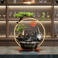 Creates Peaceful Atmosphere Circulating Water Wheel Decor Relaxing Ambiance Feng Shui Water Feature Meditation Aid Feng Shui Waterfall for Business Owners, Living Room, Office, Reception Desk
