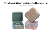 Decorative Design Chinese Design Embroidery Box Giftable Octagonal Jewelry Box Soft Padded Interior for Brides, Gifting, Dresser Top