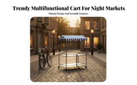 Folding Vendor Cart Easy Assembly Street Push Cart with Awning Versatile Use Foldable Market Stall for Vendors, Outdoor Events, Festivals, Craft Shows