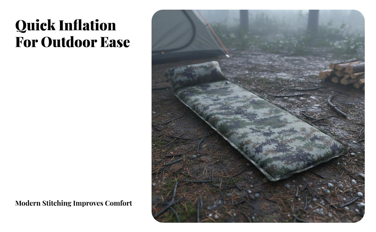 Moisture-Proof Self-Inflating Sleeping Pad Lightweight Sleeping Pad with Integrated Pillow Waterproof Inflatable Camping Mattress Portable for Backpackers, Travelers, Picnickers, Hiking, Travel, Tent