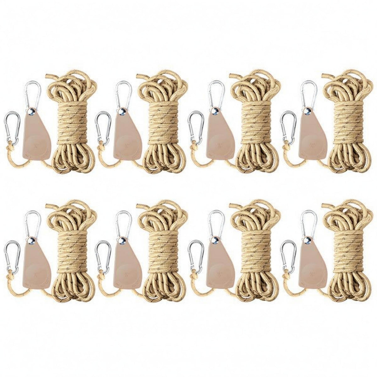 8 Pieces Braided Reflective Guy Rope Metal Hook Camping Tarp Rope with Storage Bag Reflective Guy Line Lightweight for Campers