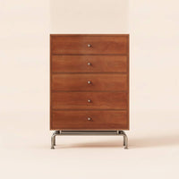 Storage Cabinet with Five Drawers Wood-Grain 5-Drawer Chest of Drawers Tall 5-Drawer Dresser for Bedroom, Living Room, Hallway