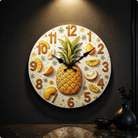 Fruit-Themed Wall Clock Decorative Botanical Pattern Clock Operated Home Decoration for Bedroom