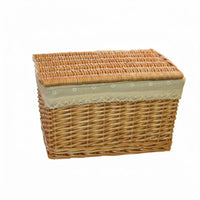 Lidded Wicker Basket Handwoven Design Household Storage Removable Liner