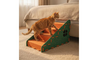 Pet Stairs Sloped Pet Staircase with Cutout Felt-Covered Dog Steps for Bedside