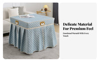 High-Density Velvet Square Heating Table Cover Machine Washable Padded Winter Table Skirt Lace Trim for Seniors, Adults, Bedroom, Bay Window