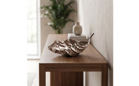 Hammered Leaf Tray Textured Elongated Vessel Tray Sculptural Centerpiece Bowl Versatile for Living Room