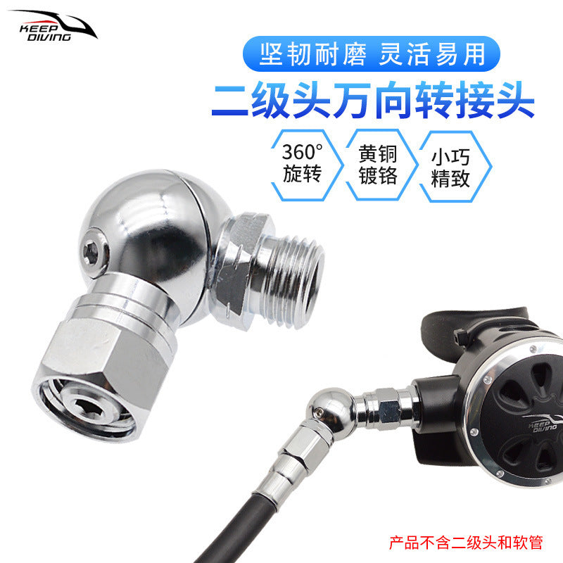 KEEP DIVING 360-Degree Swivel Adapter for Scuba Diving Regulator Second Stage