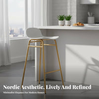 Nordic Design Backrest Bar Stool Modern Minimalist Design Counter Chair Built-in Footrest Seating Furniture Sturdy Construction for Interior Designers, Business Owners, Cafe, Restaurant, Kitchen Island, Dining Room