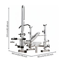 Heavy-Duty Steel Construction Adjustable Squat Rack Bench Press High Load Bearing Adjustable Weight Bench Press Station Space-Saving Weightlifting Bed Foldable Design