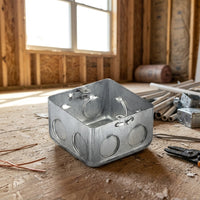 Junction Box for Electrical Installation, Galvanized Metal Electrical Junction Box, Multi-Gang Electrical Box with Knockouts, Flush Wall Mount
