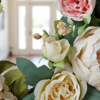 Easy to Clean Artificial Blossom Wreath Colorful Floral Door Wreath Handmade Look Home Decor No Special Maintenance