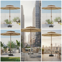 Outdoor Umbrella with Water Base Windproof Patio Umbrella with Base Heavy Duty for Homeowners, Backyard, Balcony, Poolside