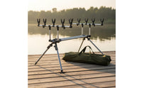 Carp Fishing Rod Stand Adjustable Height Multi-Rod Bank Fishing Stand Aluminum Alloy Construction Foldable Design for Lakeside
